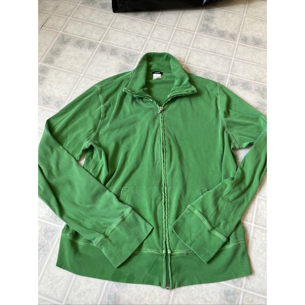 J. Crew 68746 XL Y2k Vintage Cotton Full Zip Sweatshirt Green 90's Gorpcore